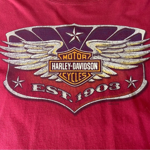 Men’s Harley Davidson T-shirt Flint, Michigan 100% Cotton XL Burgundy - Picture 3 of 5